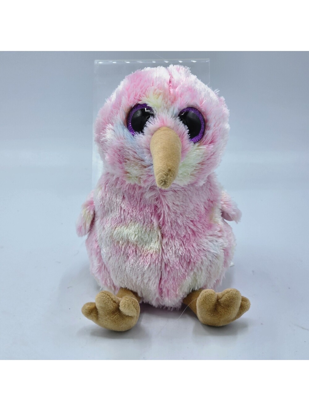 TY Beanie Boo Kiwi Pink Kiwi Bird Plush Stuffed Animal Glitter Eyes 6"